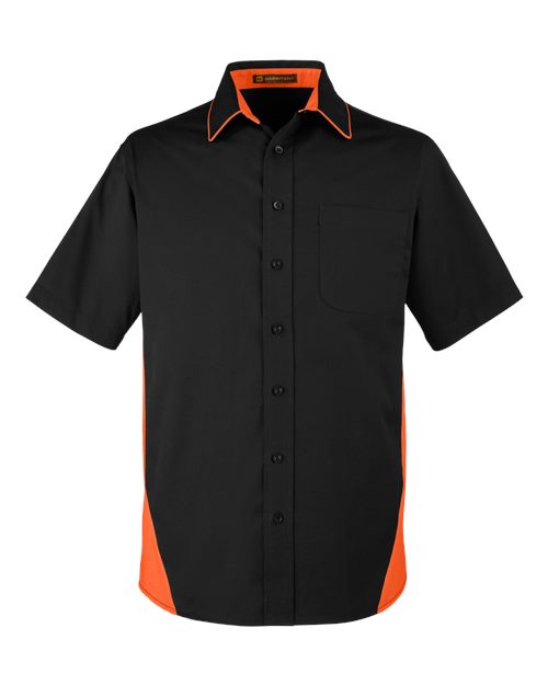 Chemise Harriton M586T - Black/ Team Orange