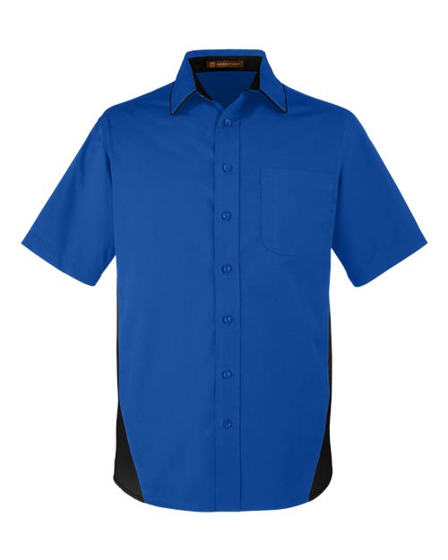 Chemise Harriton M586T - True Royal/ Black