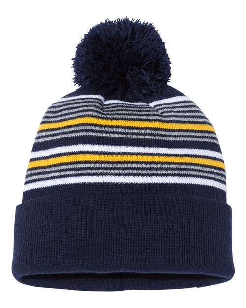 Tuque rayé à pompon avec revers - Sportsman SP60 - Chapeau | Boutique en ligne SIKE DESIGN