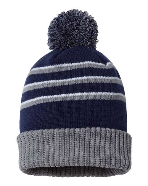 Tuques rayée à pompon avec revers - Richardson 134 - Chapeau | Boutique en ligne SIKE DESIGN
