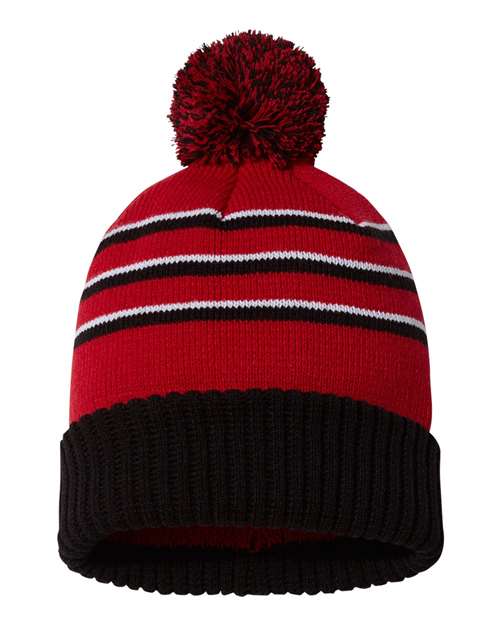 Tuques rayée à pompon avec revers - Richardson 134 - Chapeau | Boutique en ligne SIKE DESIGN