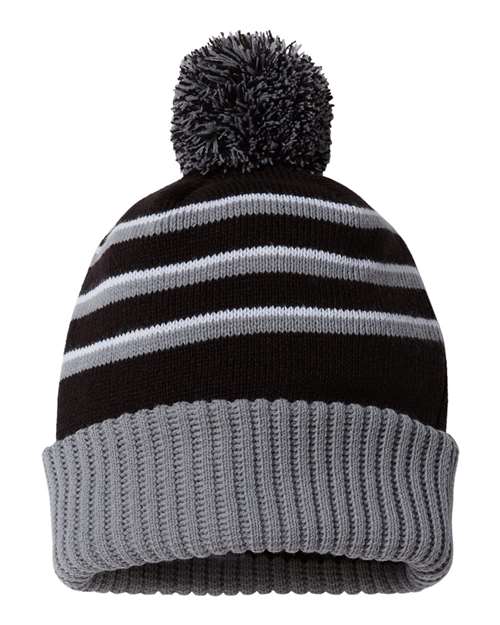 Tuques rayée à pompon avec revers - Richardson 134 - Chapeau | Boutique en ligne SIKE DESIGN