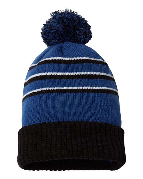 Tuques rayée à pompon avec revers - Richardson 134 - Chapeau | Boutique en ligne SIKE DESIGN